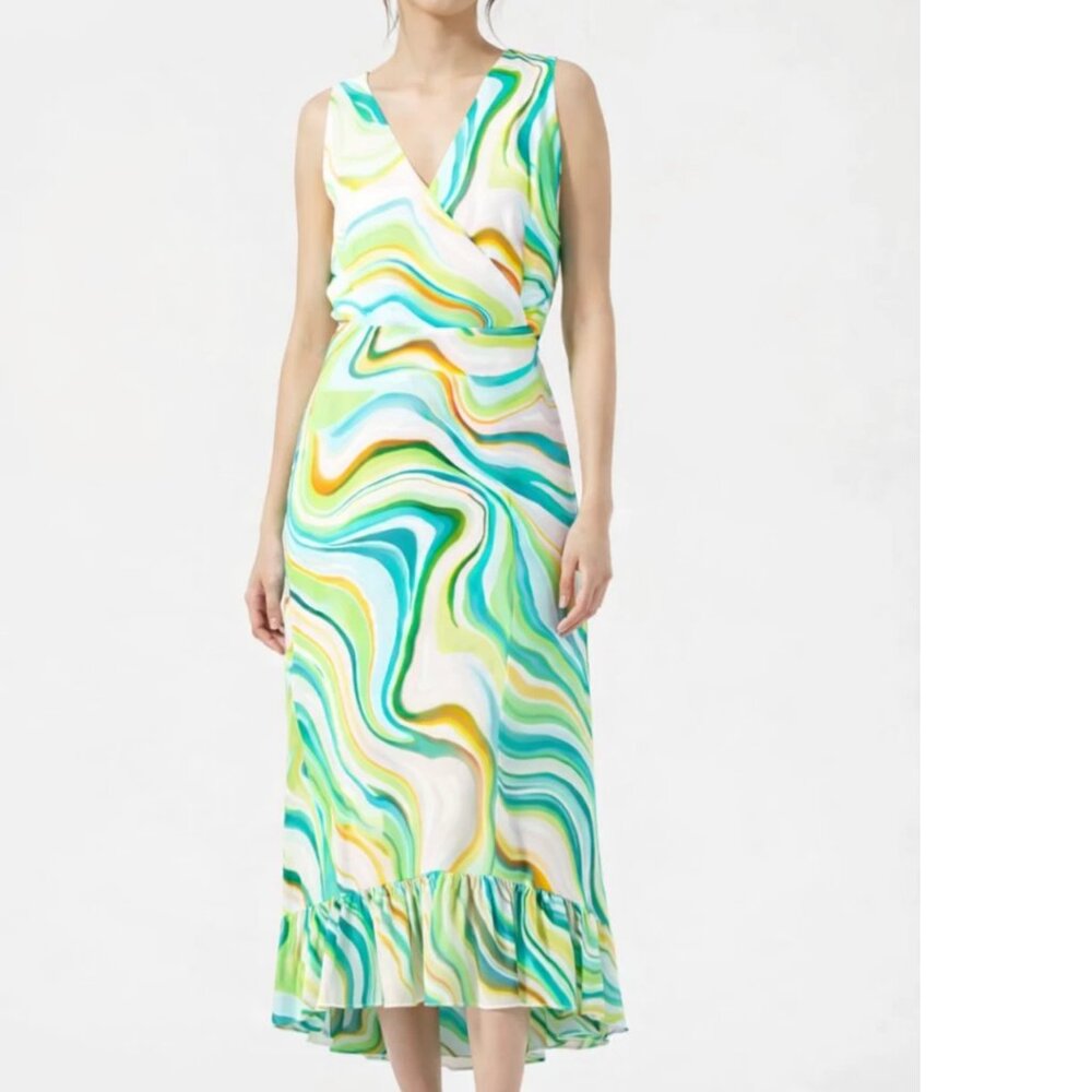 NWT PLUS SIZE Ashley Stewart SZ 26/28 Women's Maxi Dress Tie Back V Neck